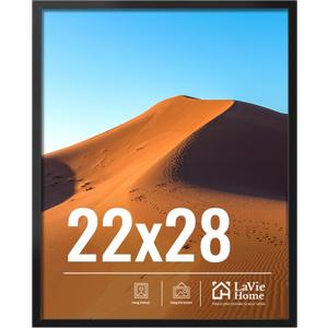 LaVie Home 22x28 Picture Frame for Wall Display, 22x28 Black Picture Frame with HD Plexiglas, 22 x 28 Poster Frame 1 Pack, Display Frame for Vertical or Horizontal, Classic Collection