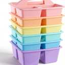 5 x Kathfly 6 Pack Classroom Caddy Organizer with Handle, Plastic Art Craft Cleaning Caddy Bulk, Small Multipurpose Supply Organization Storage Basket for Table Desk Office Pencil Teacher (Macaron Color)