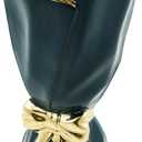24cm Bow Vase Dual Glazed Ceramic Bow Tie Vase, Handmade Boho Style for Fresh & Dry Flowers, Large Table Decoration Bouquet Holder (Green)