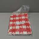 Rectangle Vinyl Table Cloth, Waterproof Elastic Fitted Tablecloth with Flannel Backing, Plastic Table Cover for Picnic, Camping, Outdoor (Red & White, 30"x96")