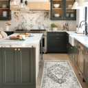 Freyja Washable Rugs 3x5 Area Rug, Soft Non Slip Distressed Indoor Door Mat, Vintage Thin Floral Rugs for Bedroom Bathroom Floor Kitchen Entryway Laundry Room Decor (Rustic Brown)