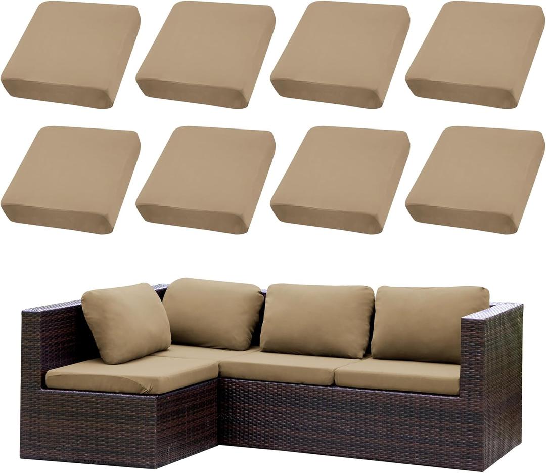Outdoor Cushion Covers Set,8PCS Patio Furniture Couch Seat Slipcovers, Replacement for Sofa Sectional Chair(CoverOnly)
