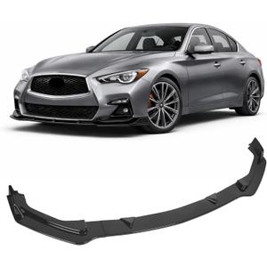 ECOTRIC Front Bumper Lip Chin Spoiler Splitter Compatible with 2014-2017 Infiniti Q50 Base Premium (3PCS) Gloss Black