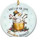 2 x Bourbon Christmas Ornament 2025 - Bourbon Gifts for Men, Dad, Grandpa, Whiskey Ornament, Unique Gift Ideas for Drinkers, Whiskey Lovers, Ceramic Wine Ornaments for Christmas Tree