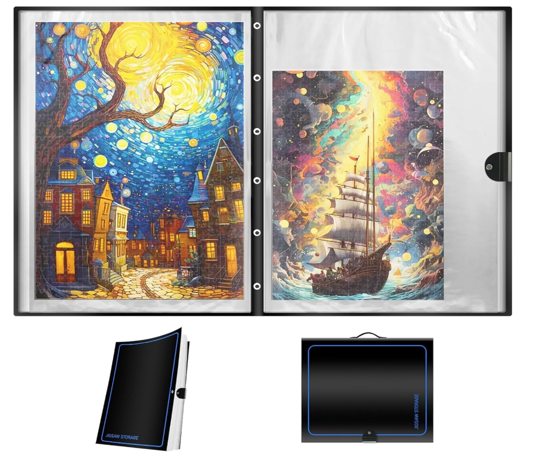 ALL4JIG 2000 Puzzle Storage Folder Binder Keeper for Jigsaw Enthusiasts - Space-Saving Organizer, Holds 20 Puzzles, 28.35"x40.16" inches, HD Film Pockets Birthday Gifts for Mom &Grandma