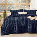 Bedsure Tufted Boho Comforter Set King Size - Navy Boho Bed Set, GentleSoft 3 Pieces Farmhouse Shabby Chic Embroidery Bedding, Gifts for Woman, Soft Jacquard King Comforter for All Seasons (22 - Navy - Elegant)