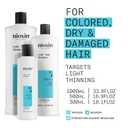 Nioxin System 3 Scalp + Hair Thickening Shampoo for Colored, Dry, & Damaged Hair with Light Thinning | Maintain Vibrant Color | Cleanse, Strengthen & Nourish with Niacinamide & Biotin