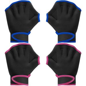 Sumind 2 Pairs Swimming Gloves Aquatic Training Gloves Neoprene Mittens Webbed Fitness Water Resistance Training Mittens for Men Women Swimming Diving with Wrist Strap (Medium, Black, Dark Gray)