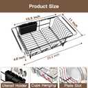 Over the Sink Expandable Dish Drainer Drying Rack In Stainless Steel for Small Kitchen, Counter Space Saving Modern Compact Metal Above Plate Dryer Strainer, Adjustable Hanging Inside Drain Holder