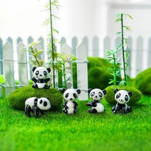 H&D HYALINE & DORA 5pcs Miniature Blown Glass Panda Figurines Animals Ornaments Hand Blown Art Collectible Tiny Panda Gift Home Office Table Decor