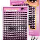 Flora Lash Clusters Kit Short 814mm Wispy Eyelashes Cluster Extension Kit D Curl Individual DIY False Lash Extension Spiky Cat Eye Lashes Fake Eyelashes Clusters with 0.03mm Ultra Thin Wide Band