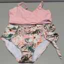 ADIRUN Girl Swimsuit Bikini Set Tropical Print Bathing Suit Two Piece Girls' Swimwear with Tie Side Knot 15-16Y