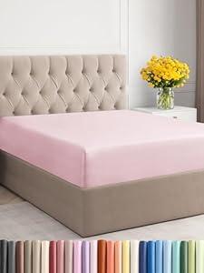 Twin Size Fitted Bed Sheet - Hotel Luxury Single Fitted Bottom Sheet Only - Fits Mattress Between 8 to 16 inches - Deep Pockets, Extra Soft & Wrinkle Free - Comfy Breathable & Cooling - Lavender Pink