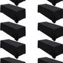 10 Pack 90x132 Inch Black Tablecloth for 6-8 Foot Rectangle Tables