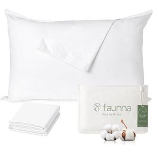 FAUNNA 100% Cotton Pillow Protectors, Bed Bug Proof, Hypoallergenic, Featuring Antimicrobial Product Protection for Enhanced Freshness, - Premium Breathable Zippered Protectors (King)