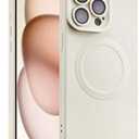 ZhyzRhsm Designed for iPhone 14 Pro Case Silicone Compatible with Magsafe, Camera Lens Protector, Military Grade Shockproof Protective, Rectangle Magnetic Phone Case for iPhone 14 Pro White