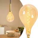 Large Oversized Edison Bulb,Vintage Style Amber Light Bulbs 40 watt Equivalent,Dimmable Globe Light Bulbs for Bedroom,Lamps,Pendant Lighting,Ceiling Fan,Decorative Nostalgic Edison Light Bulb, Pack of 1