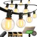 addlon 100FT Solar String Lights Outdoor with Remote, 54 LED Shatterproof Bulbs, USB Charging, 20+ Hour Runtime, Dimmable & Timable, G40 Waterproof Solar Lights for Outside Backyard Patio Garden Decor