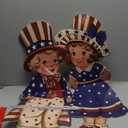 4th of July Decorations Outdoor, 31in Patriotic Decor Memorial Day Yard Sign with Metal Stakes, Front Door Decor Hanging Sign for Porch Walls Door Hanger Garden Patio Lawn Party Supplies Prop