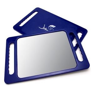 JOHNNY B. Large Handheld Lightweight Rectangular Mirror with Double Handle for Barbers, Hairdressers, Home