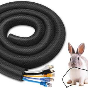 2 x Cord Protectors from Pets No Chew 8.2ft 1/2inch, YCLYC Spilt Wire Protector Tubing Cable Sleeve, Black Cord Wrap Cable Organizer, Power Wire Organizers for Cords, Cable Management Under Desk, Computer
