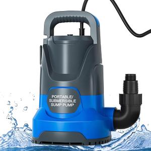 Sump Pump Submersible Water Pump 1HP 3700GPH Portable Water Transfer Pump Electric for Pool Draining Hot Tub Basement Utility Pumps