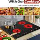 ADVWIN Electric Cooktop, 4 Burner Knob Control Plug in Built-in Ceramic 6000W Electric Stove Top with Child Safty Lock & Timer & Over-Temperature Protection & 9 Power Setting,220v,no plug