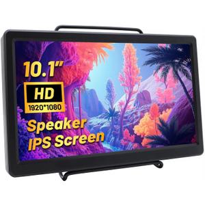 ELECROW 10.1 Inch Portable Monitor - IPS Capacitive Monitor with HD VGA Port1920x1080P LCD Display Built-in Dual Speakers VESA Mount for Raspberry Pi 5/4/3, PS Xbox, Windows 11/10/8/7