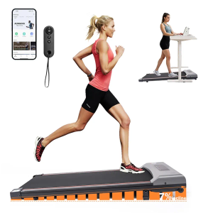 Walking Pad with 7% Incline and APP&Remote Control,300+lb Capacity Under Desk Treadmill 2.5HP Treadmill,10 HIIT Modes Treadmills for Home Office