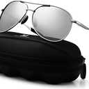 mxnx Aviator Sunglasses for Men Polarized Women UV Protection Lightweight Driving Fishing Sports Unisex glasses MX208 (Silver Frame Silver Lens)