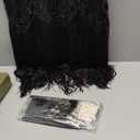 SWEETV Great Gatsby Lace Neck Flapper Dress - 1920s Dress for Women With Sleeve - Roaring 20s Costume (XX-Large, Black)