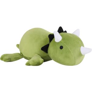 SQEQE Weighted Dinosaur Plush, Weighted Dinosaur Stuffed Animal, Dino Plushies Dino Pillow Toy Gift for Kids Adults 9.8 Inch, 0.8 Lbs (Green)