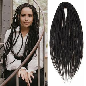 24 Inch Dreadlocks Extensions Dread Locs Crochet Hair for Women 20 Strands Handmade Soft locs crochet hair braids Synthetic thin 0.6cm Hippie Double Ended Dreadlock (1b)