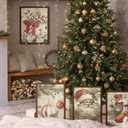 Kosiz 6 Pcs Christmas Diamond Art Kits Christmas Diamond Painting Kits for Adults Vintage Style Winter Snow DIY Cartoon 5d Rhinestones Crafts with Tools for Home Wall Decoration Holiday Gifts