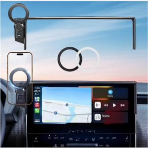 Car Phone Holder for Toyota BZ4X & Subaru Solterra 2025 2024 2023 (Only for 8/12.3-Inch, Not for 2026+ & 14-Inch) 360 Rotation Magnetic Cell Phone Mount, Compatible with Magsafe, Not Affect Air Vent