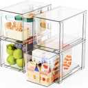Yieach 4 Pack Large Stackable Storage Drawers,Clear Acrylic Drawer Organizers and Baby Bottle Organizer for Countertop,Cabinet,Bathroom,Pantry,Office Closet Organizers and Brightroom Storage Bins