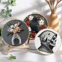 ZuoAnLF 3 Set Embroidery Starter Kit Printed Cross Stitch Kit with Crows, Flowers for Adults, Home Decor and Gifts