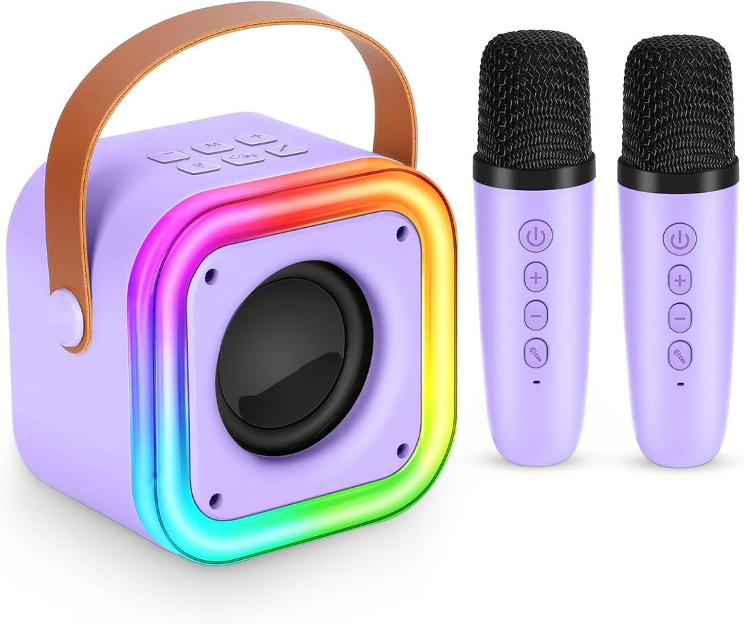 Mini Karaoke Machine for Kids, Girl Toys Gifts, Kids Karaoke Wireless Microphone for 4,5,6,7,8,9,10,11,12 Years Old Boys and Girls Christmas Party Gifts Toys (Purple)