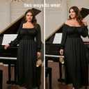 EYWOL Womens Plus Size Formal Wedding Guest Dress,Long Sleeve Elegant Flowy Spring Dresses Maxi Dress for Cocktail Party Prom (Black, XXL)