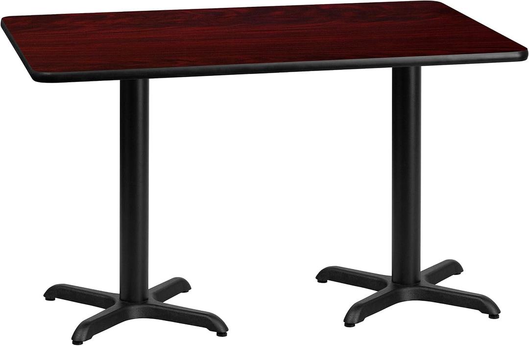 Flash Furniture Graniss 30'' x 60'' Rectangular Mahogany Laminate Table Top with 22'' x 22'' Table Height Bases