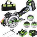 WORKPRO 20V Cordless Mini Circular Saw, 4-1/2" Compact Wireless Circular Saw 4.0Ah Battery, Fast Charger, 3 Blades, 4500RPM, Laser Guide, Max Cutting Depth 1-11/16"(90), 1-1/8"(45)