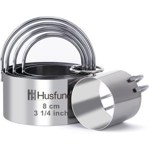 Biscuit Cutter Set Round Cookie Cutters with Handle 5 Pieces Stainless Steel Circle Professional Baking Dough Tools for Cake