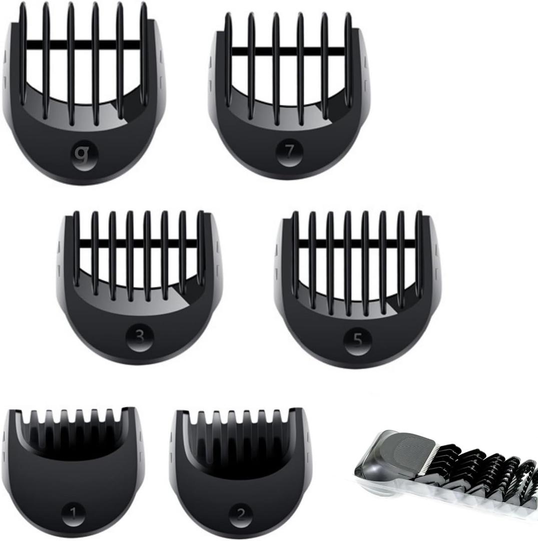 Beard Trimmer Replacement Head Compatible with Series 56 and 7 .1/2/3/5/7/9mm 6pcs Comb Trimming Attachment, for Electric Shavers 5018s5020s6075cc 7071cc7075cc7085cc7020s5050cs6020s 6072cc