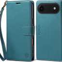 FLIPALM Wallet Case for iPhone 17 Series with Wrist Strap - PU Leather Folio Flip with Credit Card Holder & Kickstand, Protective Cover (Green, for iPhone 17 Air)