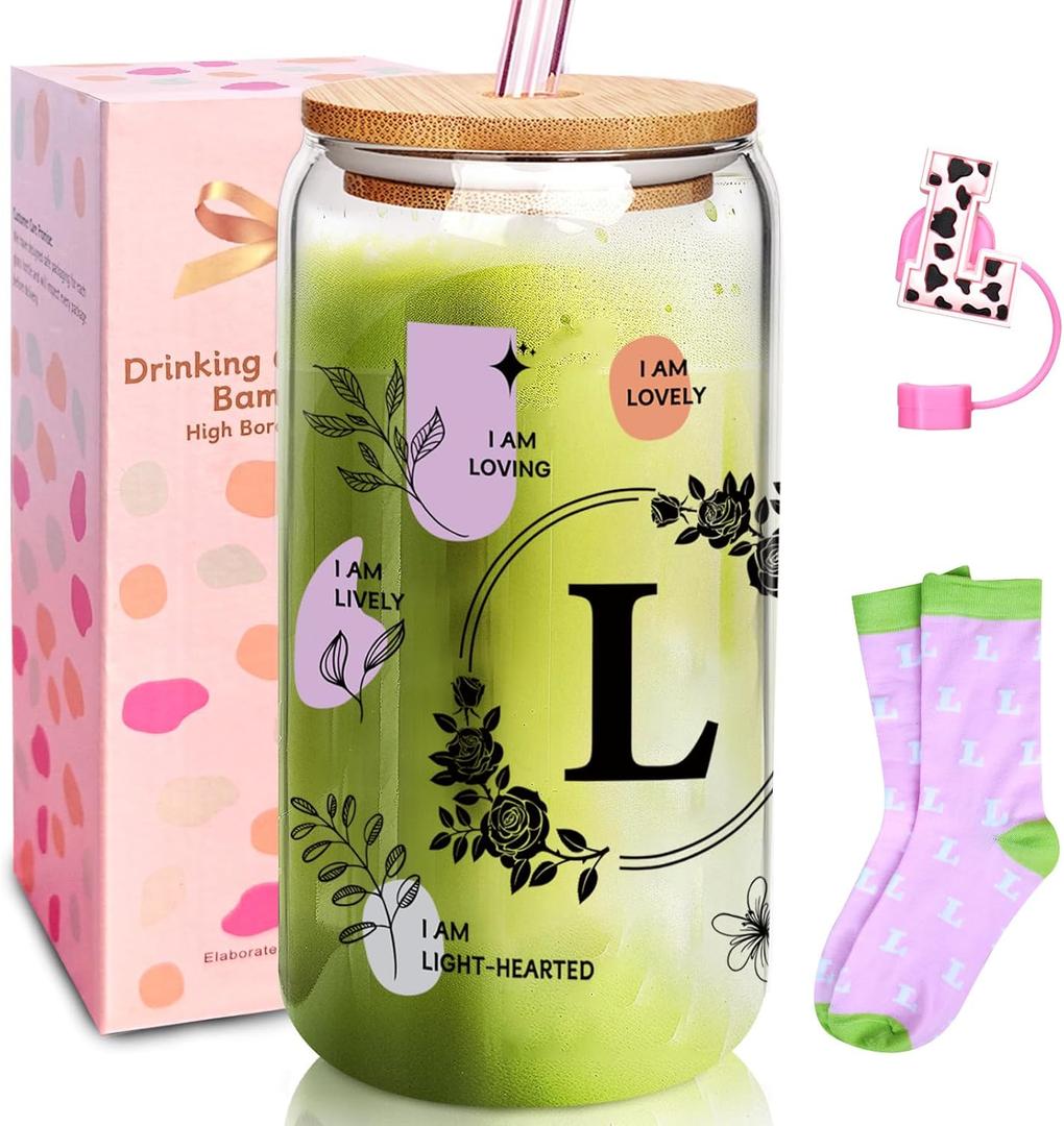 ANOTION Cute Cups - Ini-Tial Monogrammed Personalized Gift for Women, White Elephant Gag Christmas Birthday Inspirational Coffee Cup