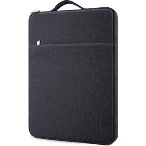15.6 Inch Laptop Sleeve Case Water-Resistant Protection Cover with Front Pocket Retractable Handle Computer Bag for 15.6 Inch Notebook Chromebook, Black