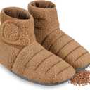 REVIX Microwaveable Booties and Feet Warmers, Microwaveable Foot Warmers with Adjustable Fit & Non-Slip, Microwavable Socks Heated Booties for Women and Men, Mocha, Large