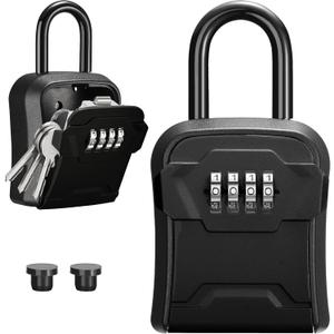 Puroma Lock Box, Key Lock Box Wall Mount & Portable Combination Lockbox with Resettable Code, Security Lockbox for Outside House Keys, Apartment Realtors Spare Keys Storage (Pack of 1, Pure Black)