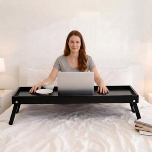 Geelin Extra Large 30.3 x 15 Inch Bamboo Bed Tray Table, Black