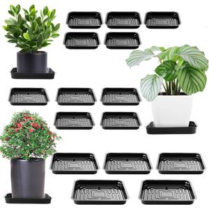 15 Pack 8, 10, 12 Inch Plant Saucer Plant Trays for Pots Square Plant Pot Saucers for Outdoors and Indoors Plant Water Catcher Tray Plastic Plant Trip Trays Saucers for Potted Plants Planter Dishes